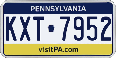 PA license plate KXT7952