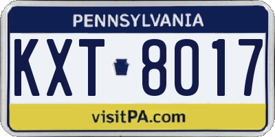 PA license plate KXT8017