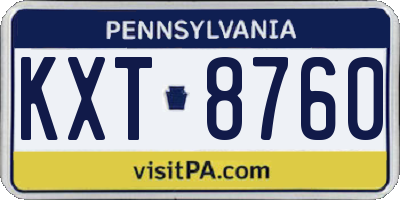 PA license plate KXT8760