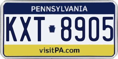 PA license plate KXT8905