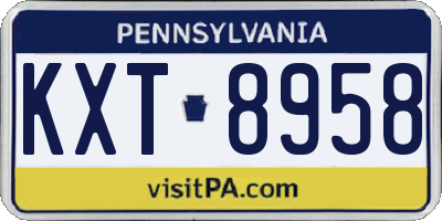 PA license plate KXT8958
