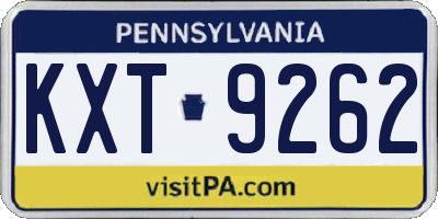 PA license plate KXT9262