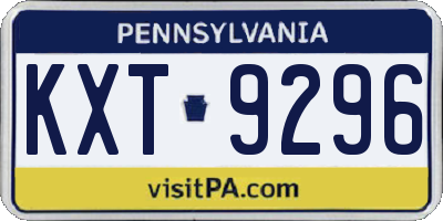 PA license plate KXT9296