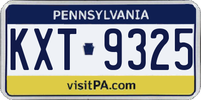 PA license plate KXT9325
