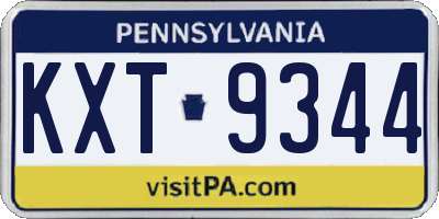 PA license plate KXT9344