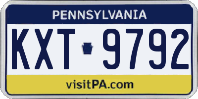 PA license plate KXT9792
