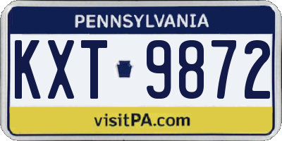 PA license plate KXT9872