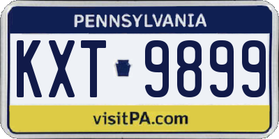 PA license plate KXT9899