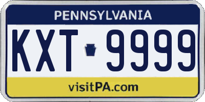 PA license plate KXT9999