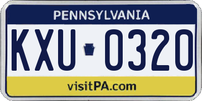 PA license plate KXU0320