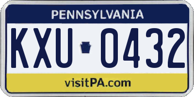 PA license plate KXU0432