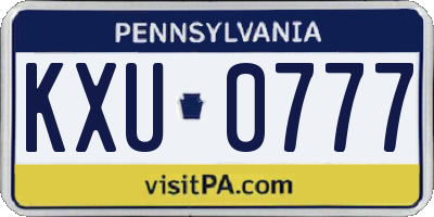 PA license plate KXU0777