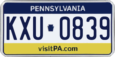 PA license plate KXU0839