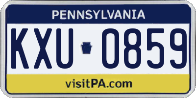 PA license plate KXU0859