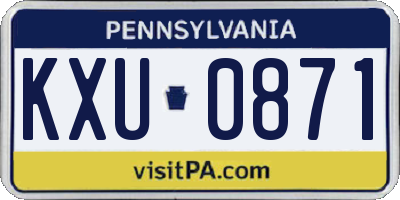 PA license plate KXU0871