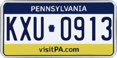 PA license plate KXU0913