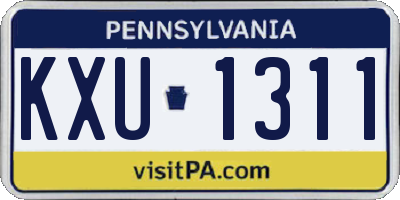 PA license plate KXU1311