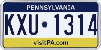 PA license plate KXU1314