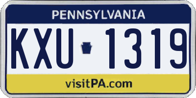PA license plate KXU1319
