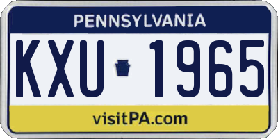 PA license plate KXU1965