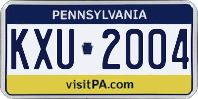 PA license plate KXU2004
