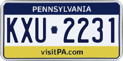PA license plate KXU2231