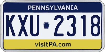 PA license plate KXU2318