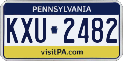 PA license plate KXU2482