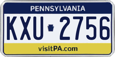 PA license plate KXU2756