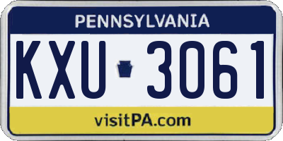 PA license plate KXU3061