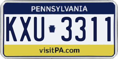 PA license plate KXU3311