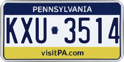 PA license plate KXU3514