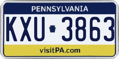 PA license plate KXU3863