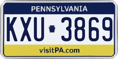 PA license plate KXU3869