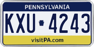 PA license plate KXU4243