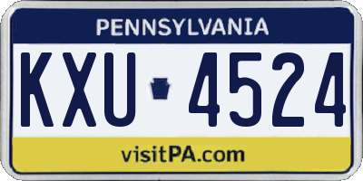 PA license plate KXU4524