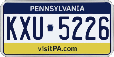 PA license plate KXU5226