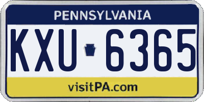 PA license plate KXU6365