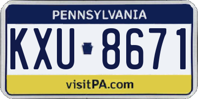 PA license plate KXU8671