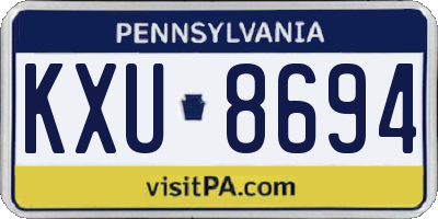 PA license plate KXU8694