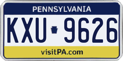 PA license plate KXU9626