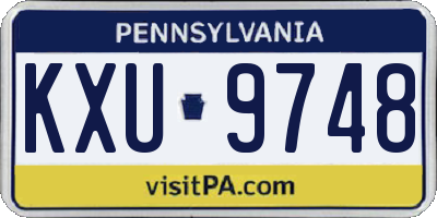 PA license plate KXU9748