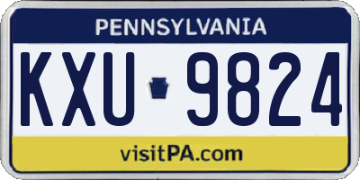PA license plate KXU9824