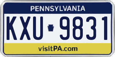 PA license plate KXU9831