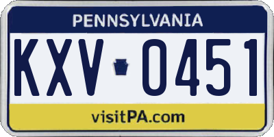 PA license plate KXV0451