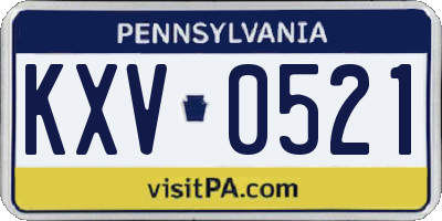 PA license plate KXV0521