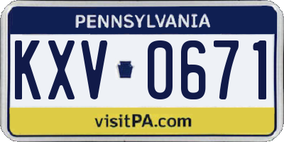 PA license plate KXV0671