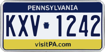 PA license plate KXV1242