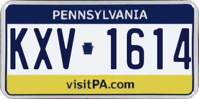 PA license plate KXV1614