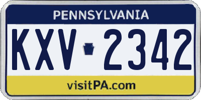 PA license plate KXV2342